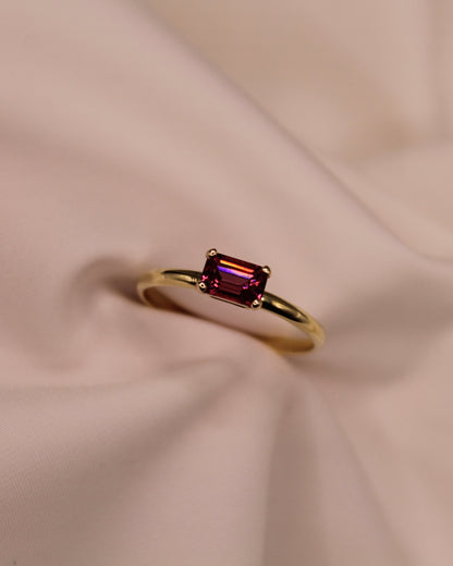 Garnet Baguette Stackable Ring 14K